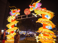 Tourists are viewing lanterns at the Laomendong Cultural and Historical District in Nanjing, China, on December 27, 2023. (
