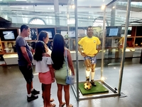 People are marking the first anniversary of Pele's death with several demonstrations in Santos, Sao Paulo, Brazil, on December 29, 2023. Thr...