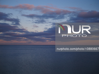 A view of Lake Ontario is being seen from Spencer Smith Park during the sunset in Burlington, Ontario, Canada, on December 19, 2023. (