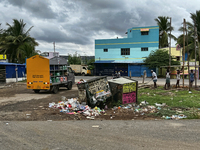 Rubbish is lining the roadside in Nilakkottai, Tamil Nadu, India. (