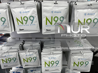 N99 face masks are being displayed at a shop that sells face masks, hand sanitizer, and other personal protective equipment to help protect...