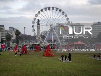 A panoramic view of the Christmas fair is being showcased in the grounds of Eduardo VII Park in Lisbon, Portugal, on December 30, 2023. (