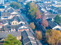 Tourists are visiting Zhouzhuang ancient town in Suzhou, Jiangsu Province, China, on December 31, 2023. (