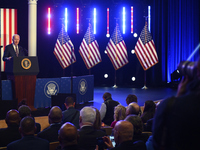 U.S. President Joseph Biden is delivering his address, criticizing former President Donald Trump, during a campaign event at Montgomery Coun...