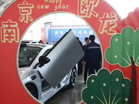 Citizens are attending the first new auto show of 2024 in Nanjing, Jiangsu Province, China, on January 13, 2024. (