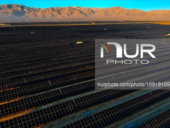 A photovoltaic array is being seen at a new energy base in Zhangye, China, on January 16, 2024. (