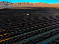 A photovoltaic array is being seen at a new energy base in Zhangye, China, on January 16, 2024. (