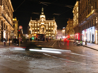 A general view of the city center of Milan, Italy, is seen during the Christmas period on December 21, 2023. (