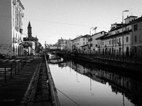 A general view of the Navigli canal area in Milan, Italy, on December 25, 2023. (
