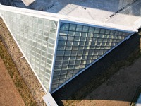 An aerial photo is showing a pyramid-shaped building that is the future community neighborhood center in Hangzhou, Zhejiang Province, China,...