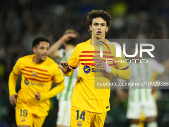 Joao Felix second striker of Barcelona and Portugal celebrates after scoring his sides first goal during the LaLiga EA Sports match between...
