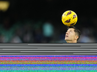 Robert Lewandowski centre-forward of Barcelona and Poland during the warm-up before the LaLiga EA Sports match between Real Betis and FC Bar...