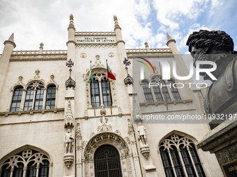 The facade of the Real Gabinete Portugues de Leitura (Royal Reading Cabinet), along with the statue of Portuguese poet Luis de Camoes, is be...