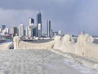Icicles are forming at the seaside in Yantai, China, on January 22, 2024. (