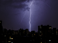 Lightning strikes the west region of São Paulo, Brazil, during a summer storm, on March 3, 2016. In most of southeastern Brazil, heat and um...