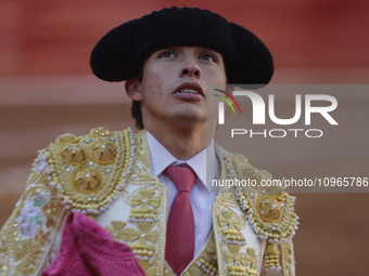 Isaac Fonseca, a bullfighter, is participating in a bullfight inside the Plaza Mexico in Mexico City, as members of various animal rights, w...