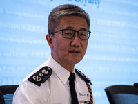 The Hong Kong Commissioner of Police, Siu Chak-yee, is speaking at a Police Press Conference on the Law and Order situation in 2023 in Hong...