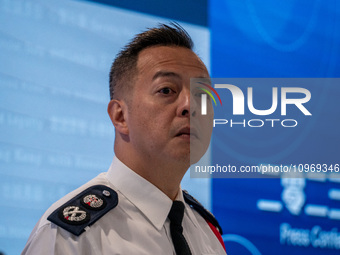 Hong Kong Deputy Commissioner of Police (Operations), Chow Yat-Ming, is speaking at a police press conference on the Law and Order situation...