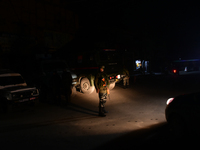 Indian paramilitary forces are standing alert near the shootout site in the Habba Kadal area of Old City Srinagar, Indian Administered Kashm...