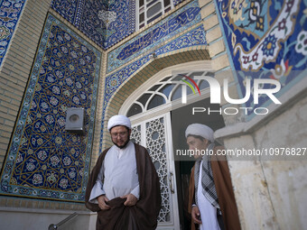 Two Afghan clerics are leaving a seminary after a turban-wearing ceremony in the holy city of Qom, 145 km (90 miles) south of Tehran, on Feb...