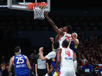 Moussa Diabate (25) of the Ontario Clippers is driving to the basket during the NBA G League match between the Mexico City Capitanes and the...