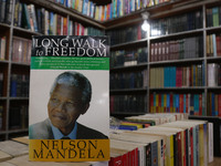 A copy of 'Long Walk To Freedom,' written by Nelson Mandela, is on display for sale at the 'Bestseller' bookshop in Srinagar, Kashmir, India...