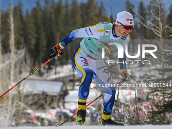 CANMORE, CANADA - FEBRUARY 10Gustaf Berglund of Sweden competes during Men's 1.3km Sprint race at the COOP FIS Cross Country World Cup, on...