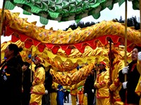 Tourists are visiting rural dragon dance performances in Jinpin Country, Qiandongnan, Guizhou, China, on February 22, 2024. (