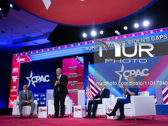 Julio Rosas, Tom Homan, Rep. Mark Green, Sara Carter during the Conservative Political Action Conference (CPAC) in National Harbor, Maryland...