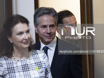 U.S. Secretary of State Antony Blinken and Argentina's Foreign Minister Diana Mondino are attending a press conference at the Casa Rosada Pr...