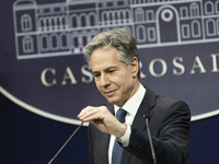 U.S. Secretary of State Antony Blinken is attending a joint press conference with Argentina's Foreign Minister Diana Mondino at the Casa Ros...