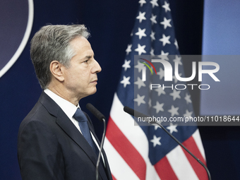 U.S. Secretary of State Antony Blinken is attending a joint press conference with Argentina's Foreign Minister Diana Mondino at the Casa Ros...