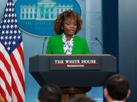 White House press secretary Karine Jean-Pierre delivers a daily press briefing at the White House on February 23, 2024. (