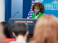 White House press secretary Karine Jean-Pierre takes questions from the press at the daily press briefing at the White House on February 23,...