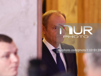 Prime Minister of Poland Donald Tusk before his meeting with Prime Minister of Belgium Alexander De Croo and President of the European Commi...