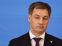 Prime Minister of Belgium Alexander De Croo during press conference after the meeting with Prime Minister of Poland Donald Tusk and Presiden...