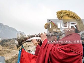 Tibetans are taking part in a Buddhist festival at Langmu Temple in Gannan Tibetan Autonomous Prefecture, in Gansu Province, Northwest China...