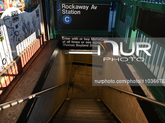 A subway conductor is being treated after being slashed in the neck while sticking his head out of a train at the Rockaway Avenue and Fulton...