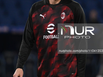Olivier Giroud of A.C. Milan is playing during the 27th day of the Serie A Championship between S.S. Lazio and A.C. Milan at the Olympic Sta...