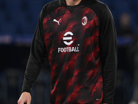 Olivier Giroud of A.C. Milan is playing during the 27th day of the Serie A Championship between S.S. Lazio and A.C. Milan at the Olympic Sta...