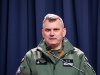 Major General Wisniewski speaks during a press conference during NATO's Dragon-24 exercise, a part of large scale Steadfast Defender-24 exer...