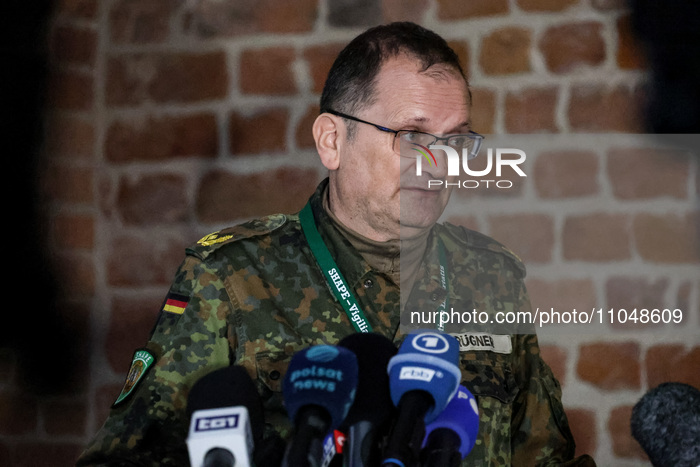 General Gunnar Brügner speaks during a press breafing during NATO's Dragon-24 exercise, a part of large scale Steadfast Defender-24 exercise...