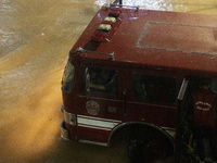 Heavy rain is flooding several streets in the central region of Sao Paulo, leaving people stranded in Sao Paulo, Brazil, on March 5, 2024. (