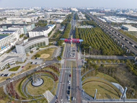 An aerial view is showing the Kunshan Comprehensive Free Trade Zone in East China's Jiangsu province, in Kunshan, China, on March 7, 2024. (
