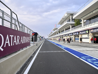 The pit lane is bustling with activity on Day One of the Qatar MotoGP at the Lusail International Circuit in Lusail, Qatar, on March 7, 2024...