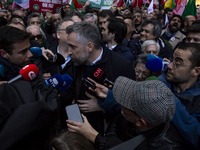 Pedro Nuno Santos, the Socialist Party (PS) prime ministerial candidate, is speaking at a rally on Rua de Santa Catarina in Porto, Portugal,...