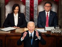 President Joe Biden delivers the annual State of the Union address to a joint session of Congress at the U.S. Capitol, Washington, DC, March...