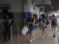 A foreign tourist is being seen at the Colombo railway station in Colombo, Sri Lanka, on March 8, 2024. Sri Lanka's tourism sector is experi...