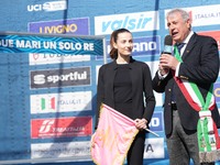 Mayor Daniele Palumbi is in Torricella Sicura, Italy, on March 8, 2024, before the start of the 59th Tirreno-Adriatico 2024, Stage 5, a 144...