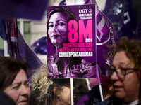 Banners are being displayed in the streets of Santander, Spain, on March 8th, celebrating International Women's Day. (